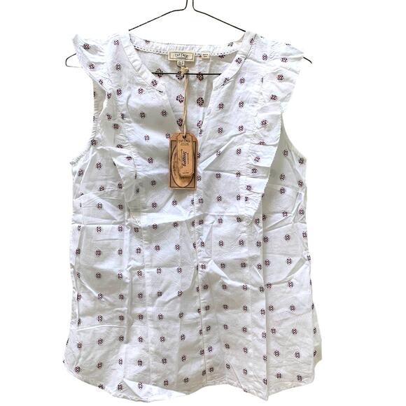 FAT FACE MOLLIE White Jacquard Frill Sleeveless Ruffle Blouse  Sz 4 NWT - Picture 2 of 15